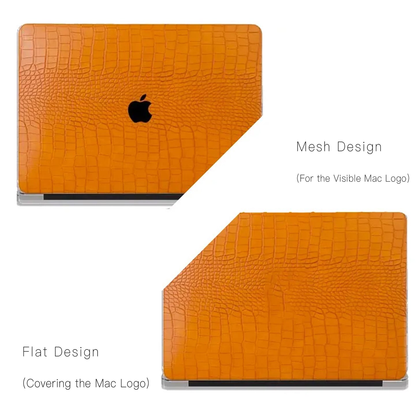 Sun Orange Crocodile Leather Macbook Case