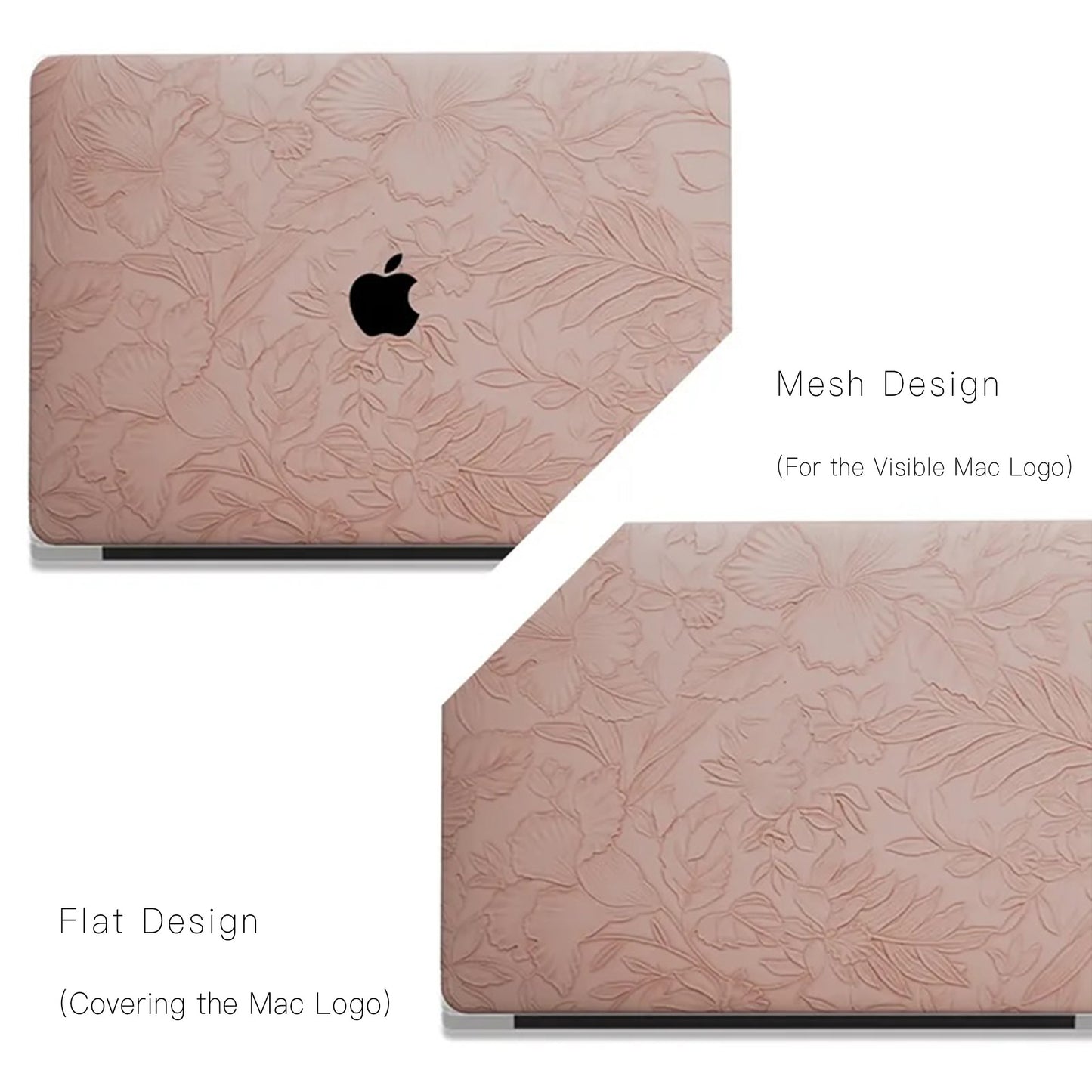 Pink Embossed Floral Leather Macbook Case