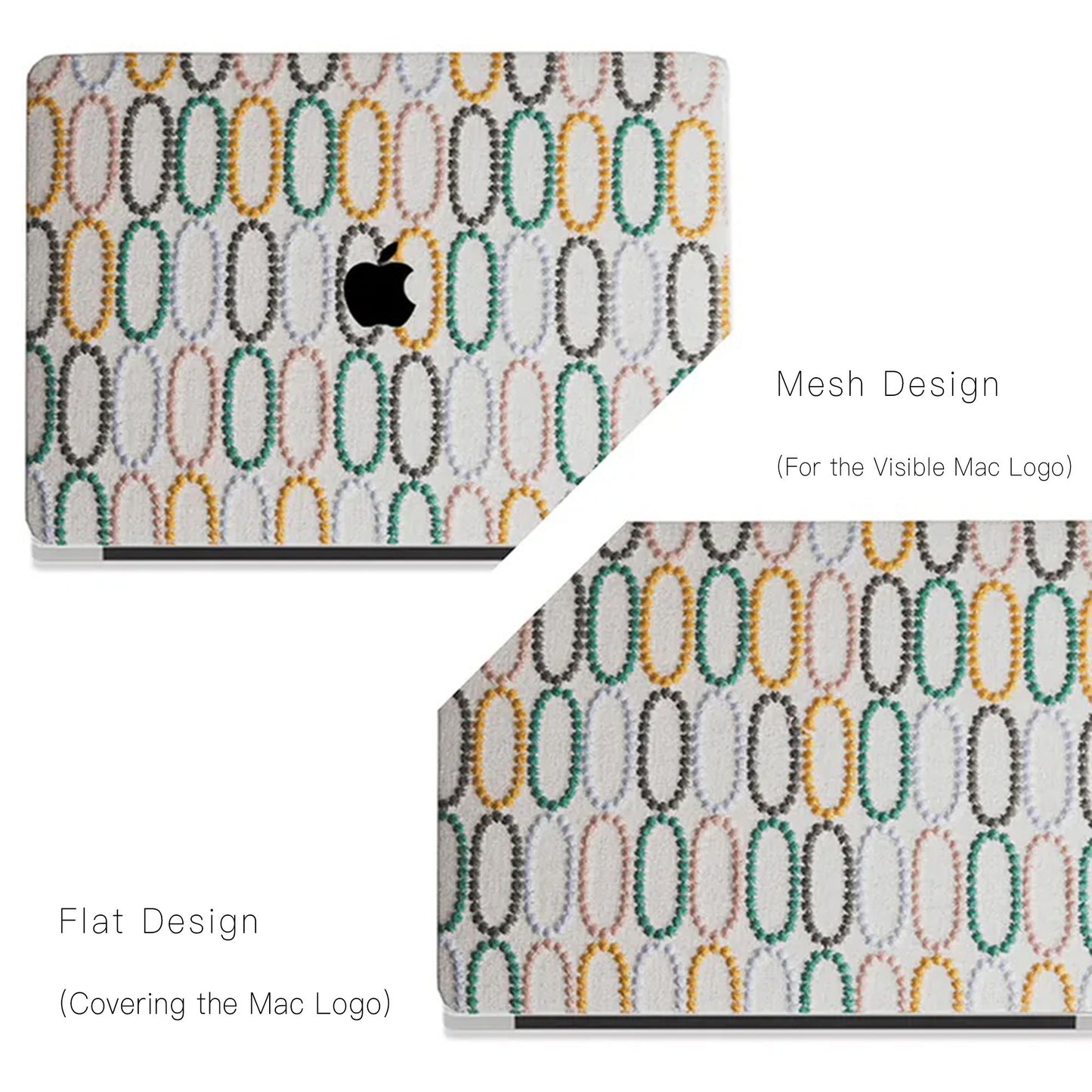 Color Circle Embroidered Leather Macbook Case