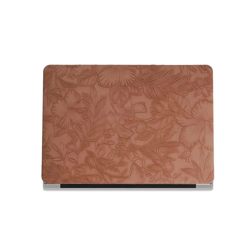Camel Embossed Floral Leather Macbook Case