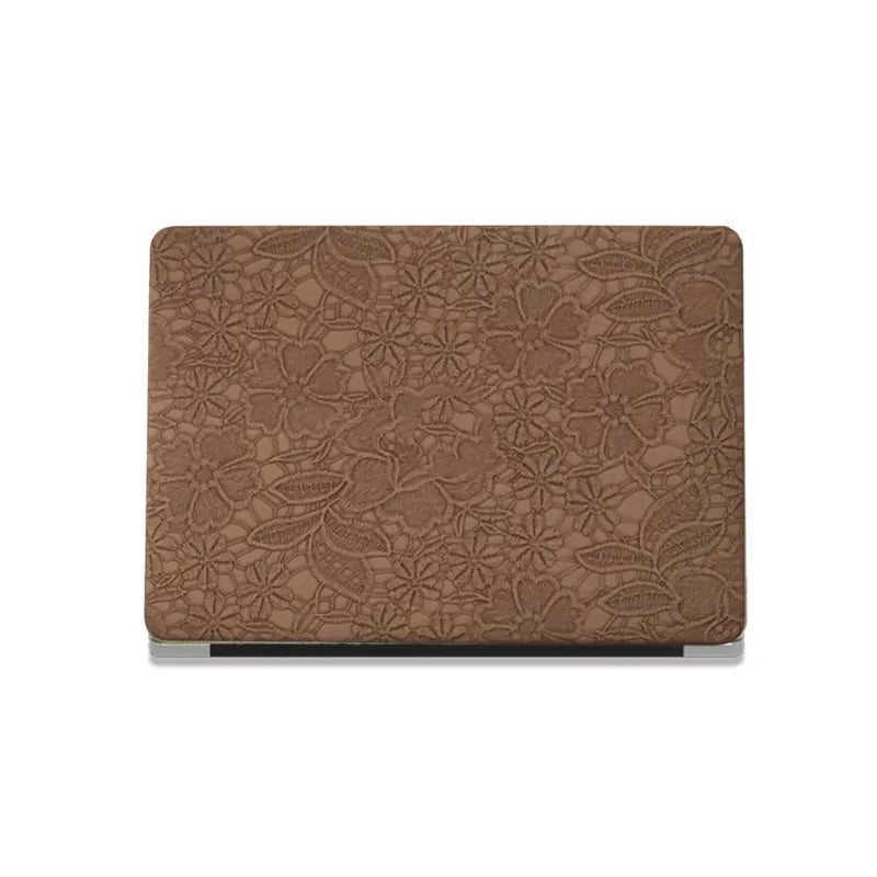 Chocolate Embossed Floral Leather Macbook Case
