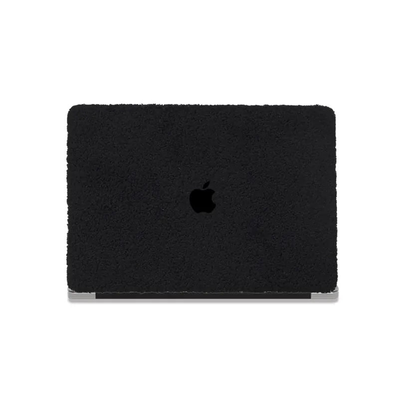 Black Teddy Plush Leather Macbook Case