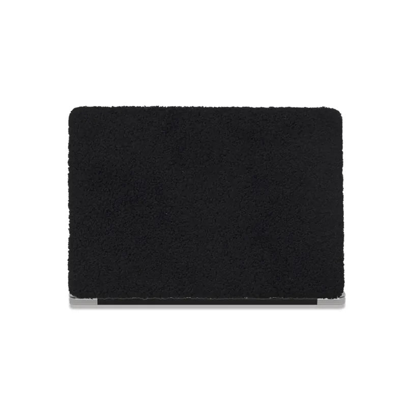 Black Teddy Plush Leather Macbook Case