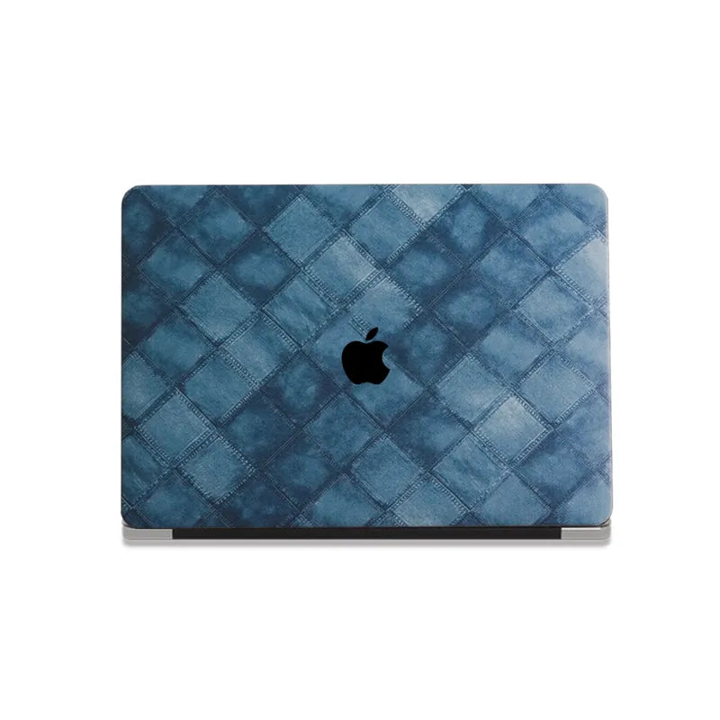 Blue Plaid Denim Fabric Macbook Case