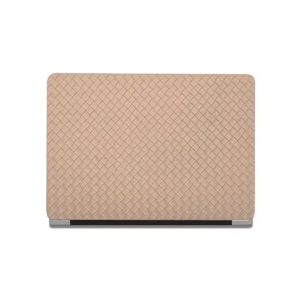Thin Antique milk tea Weave Texture Leather Macbook Case