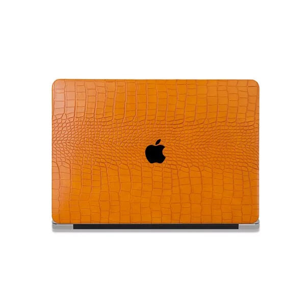 Sun Orange Crocodile Leather Macbook Case