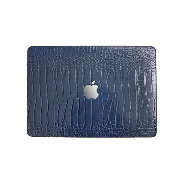 Salvia Blue Crocodile Leather Macbook Case