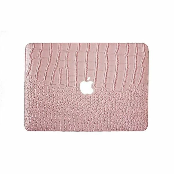 Pink Crocodile Leather Macbook Case