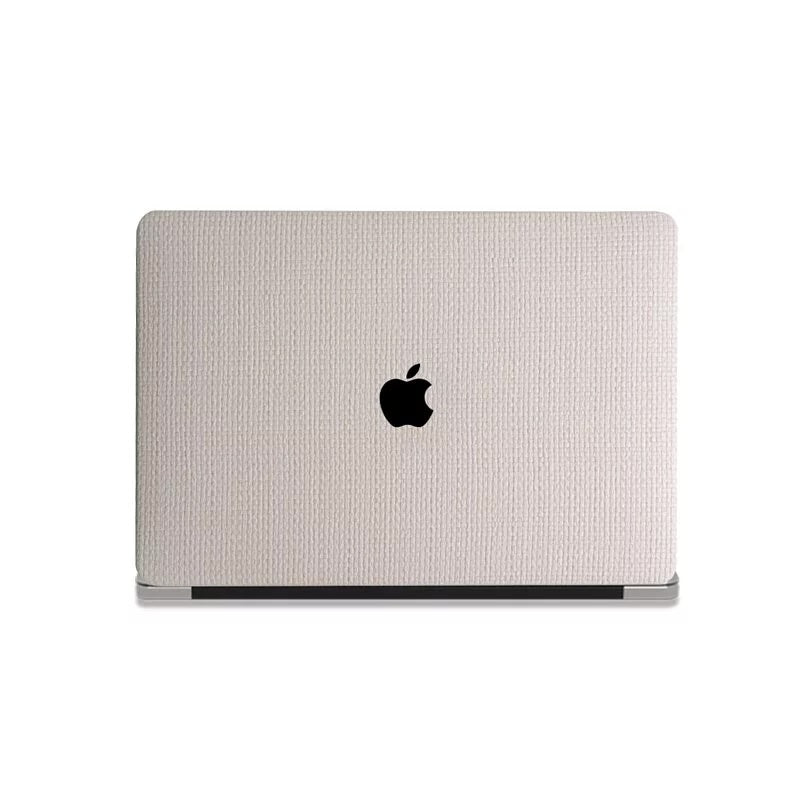 Check Leather White Macbook Case