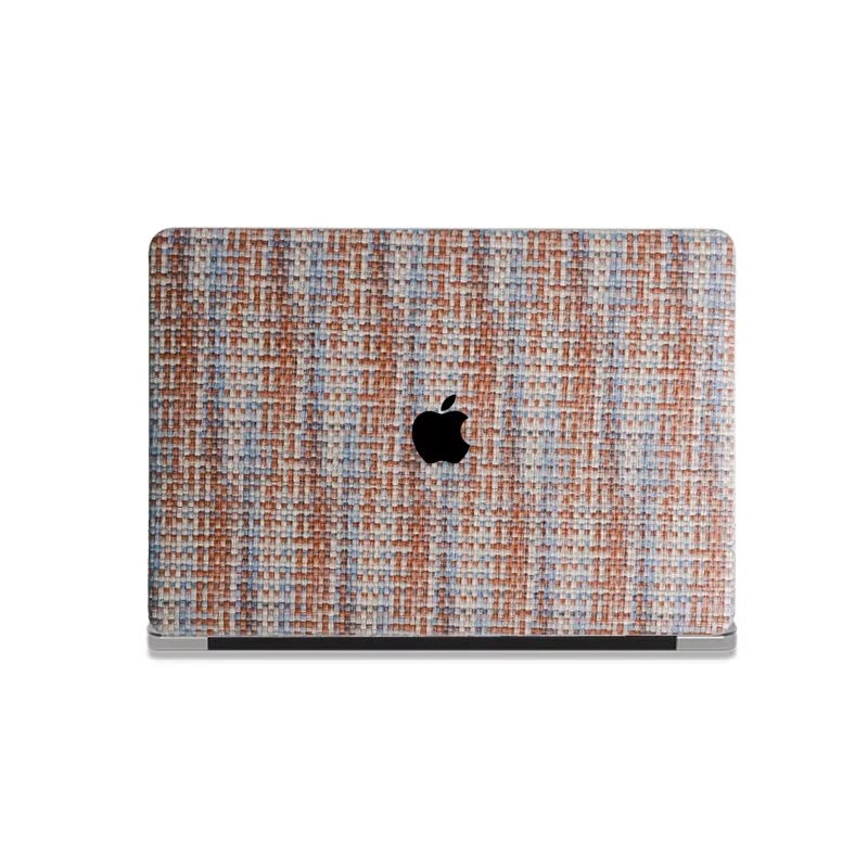 Check Leather Blue and orange Macbook Case