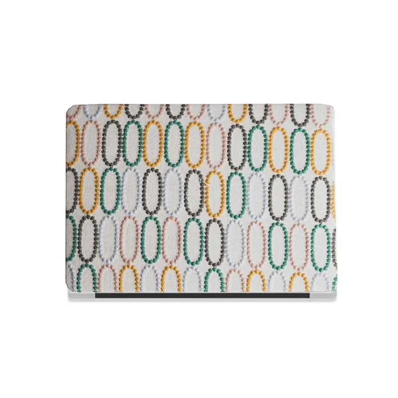 Color Circle Embroidered Leather Macbook Case