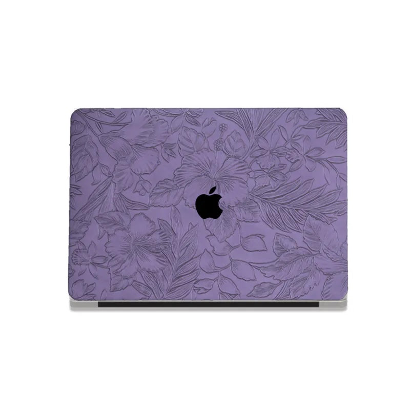 Cool Purple Embossed Floral Leather Macbook Case