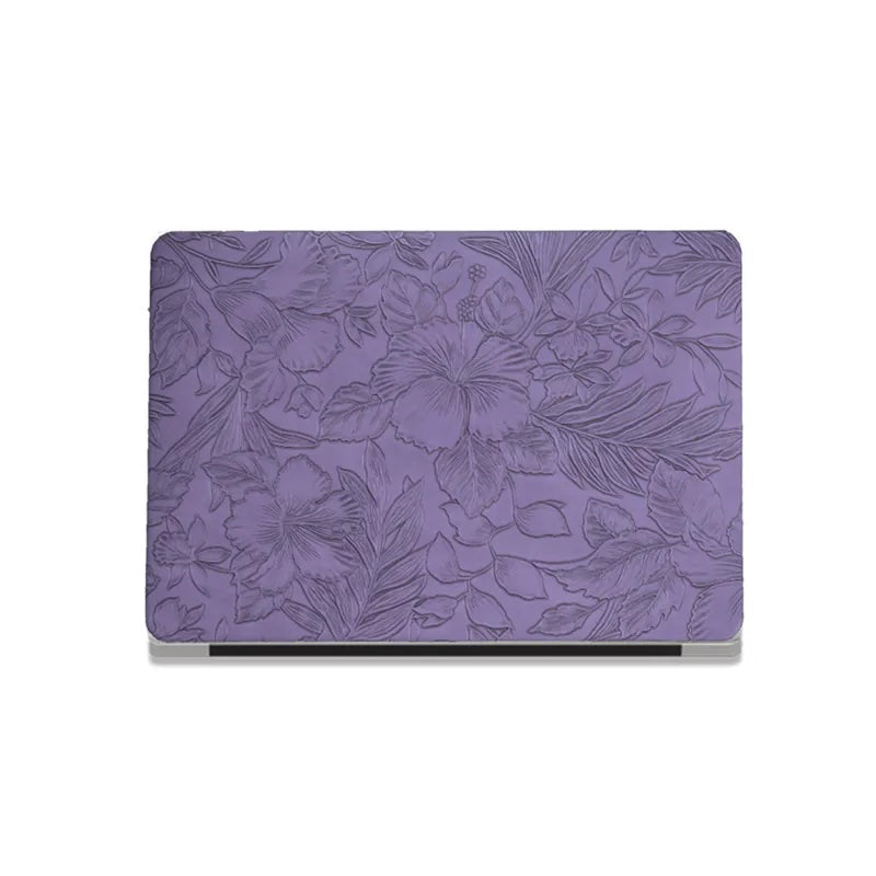 Cool Purple Embossed Floral Leather Macbook Case