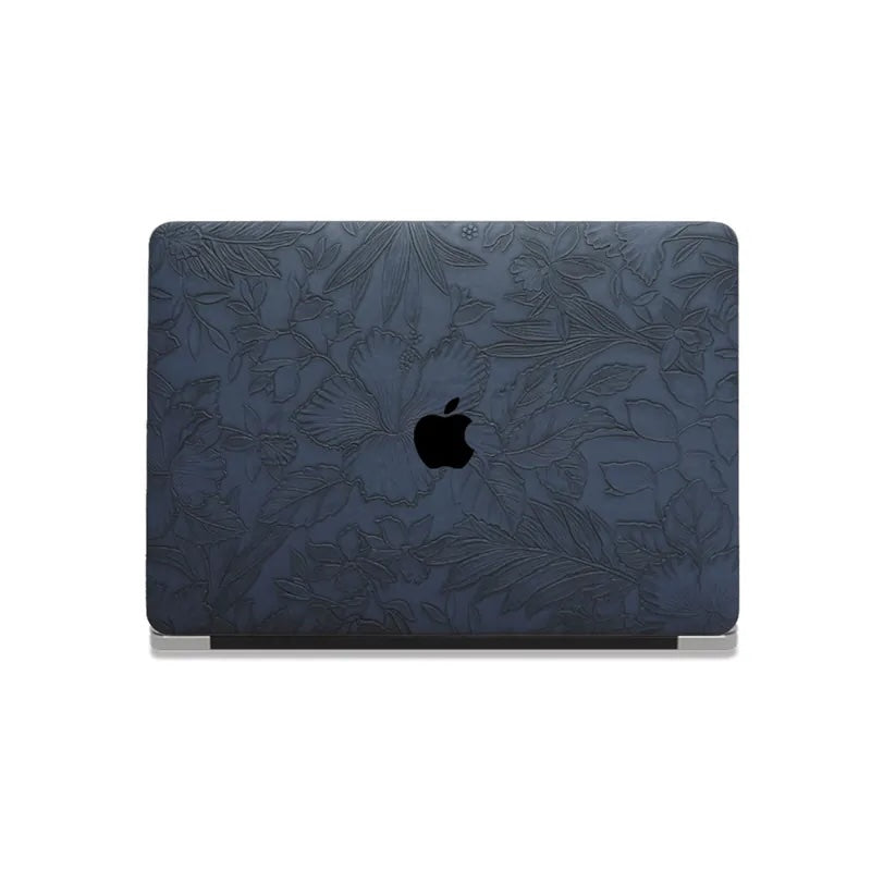 Salvia Blue Embossed Floral Leather Macbook Case