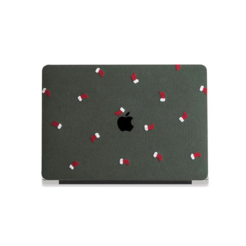 Christmas socks Embroidered Leather Macbook Case
