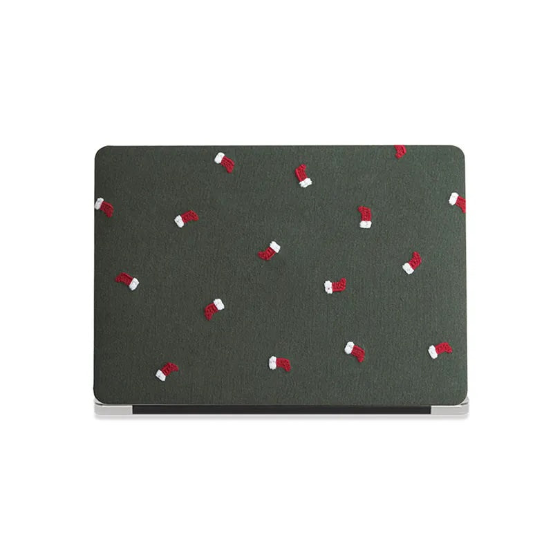 Christmas socks Embroidered Leather Macbook Case