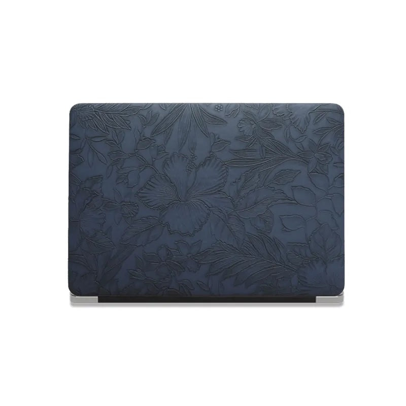 Salvia Blue Embossed Floral Leather Macbook Case