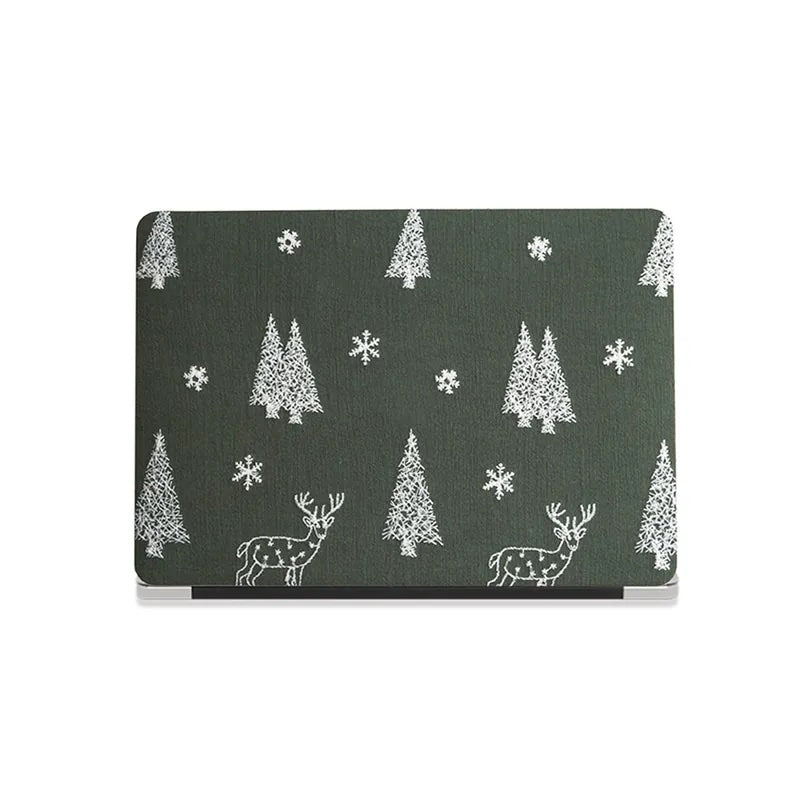 Christmas tree & Elk Embroidered Leather Macbook Case