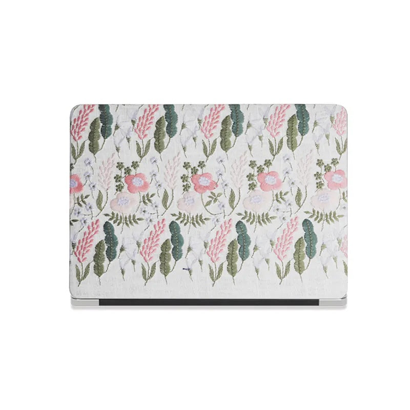 White Sage Embroidered Leather Macbook Case
