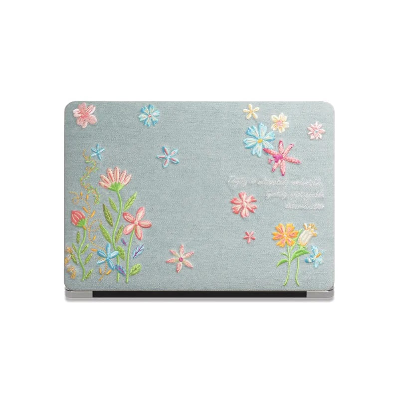Denim Embroidery Embroidered Leather Macbook Case