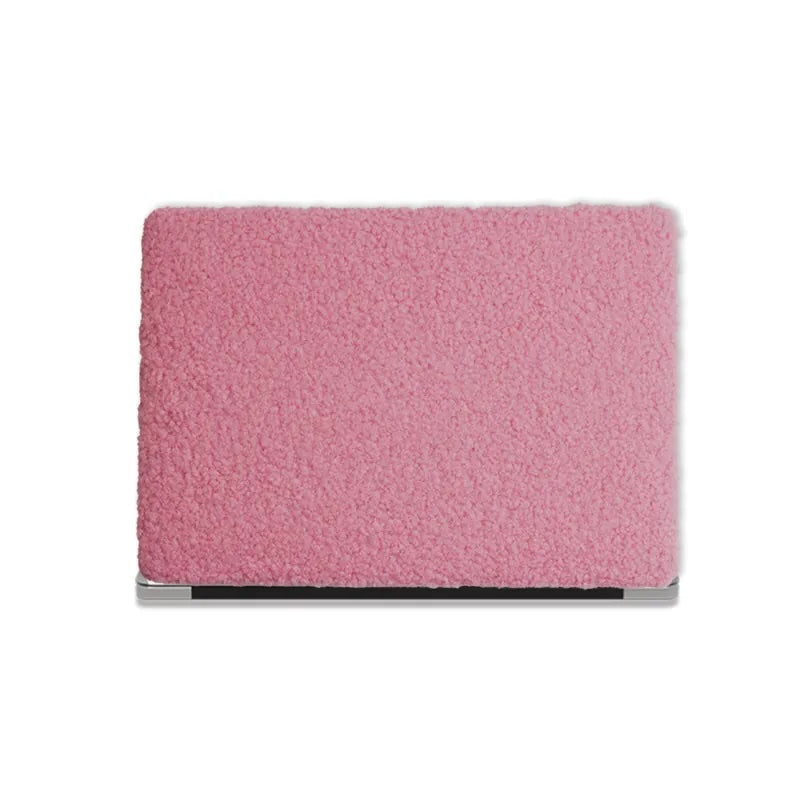 Neon Pink Teddy Plush Leather Macbook Case