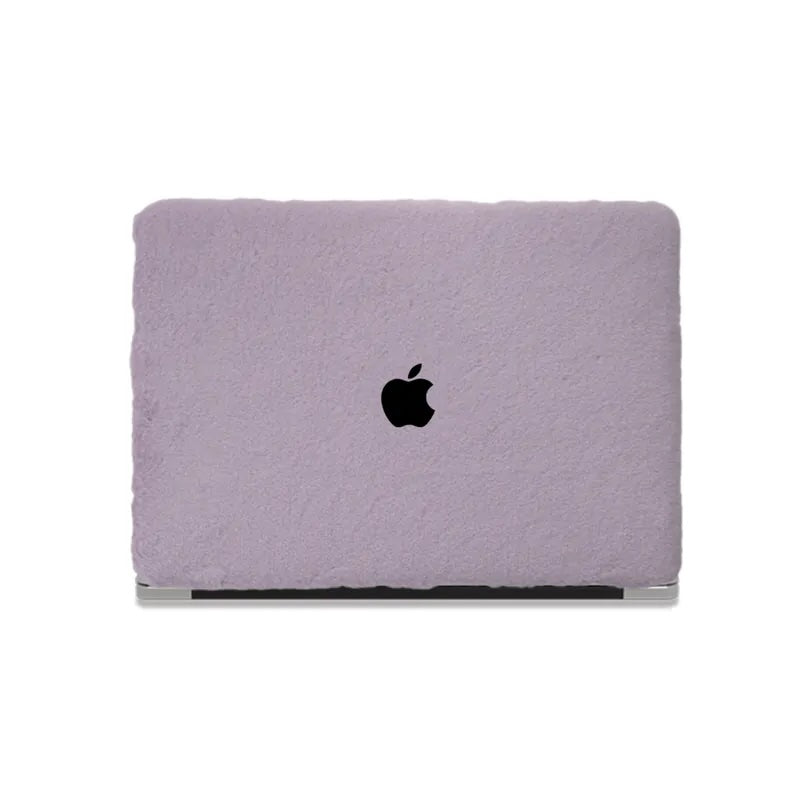 Pale Lilac rabbit fur Leather Macbook Case