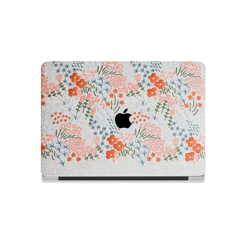 Ivory Garden Embroidered Leather Macbook Case