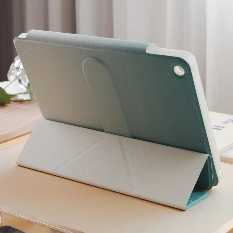 Blue White Gradient Star Magnetic Ring with 360° Adjustable Feature and Pencil Slot iPad Case