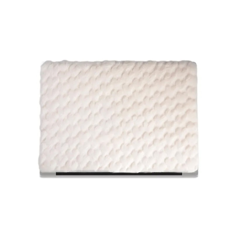 White Love Rabbit Fur Leather Macbook Case