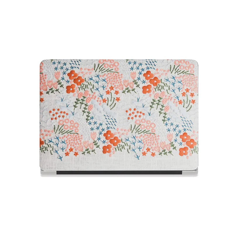 Ivory Garden Embroidered Leather Macbook Case
