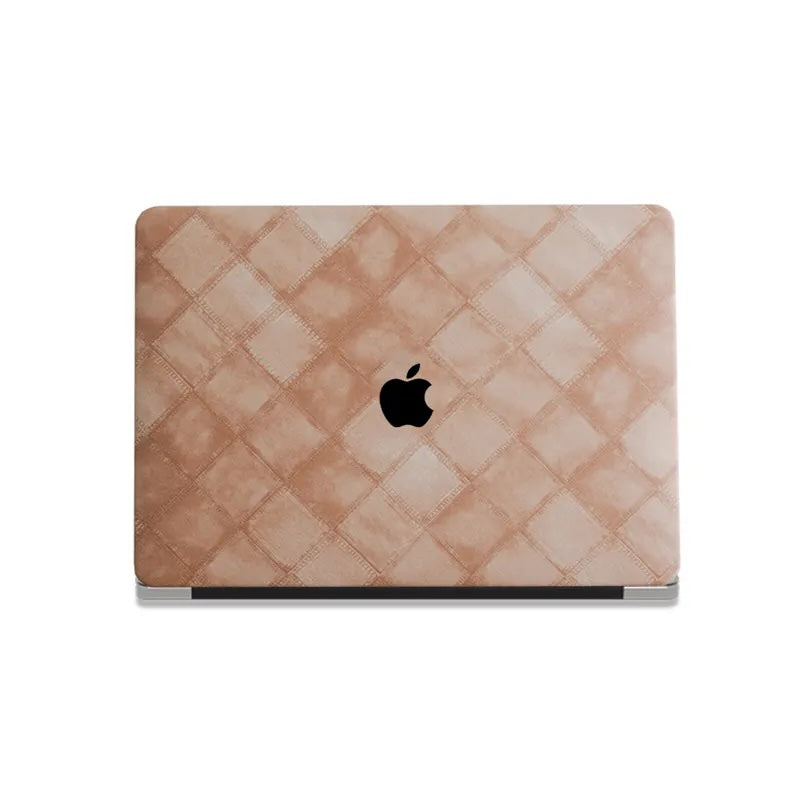 Light Brown Fabric Brown Plaid Denim Macbook Case