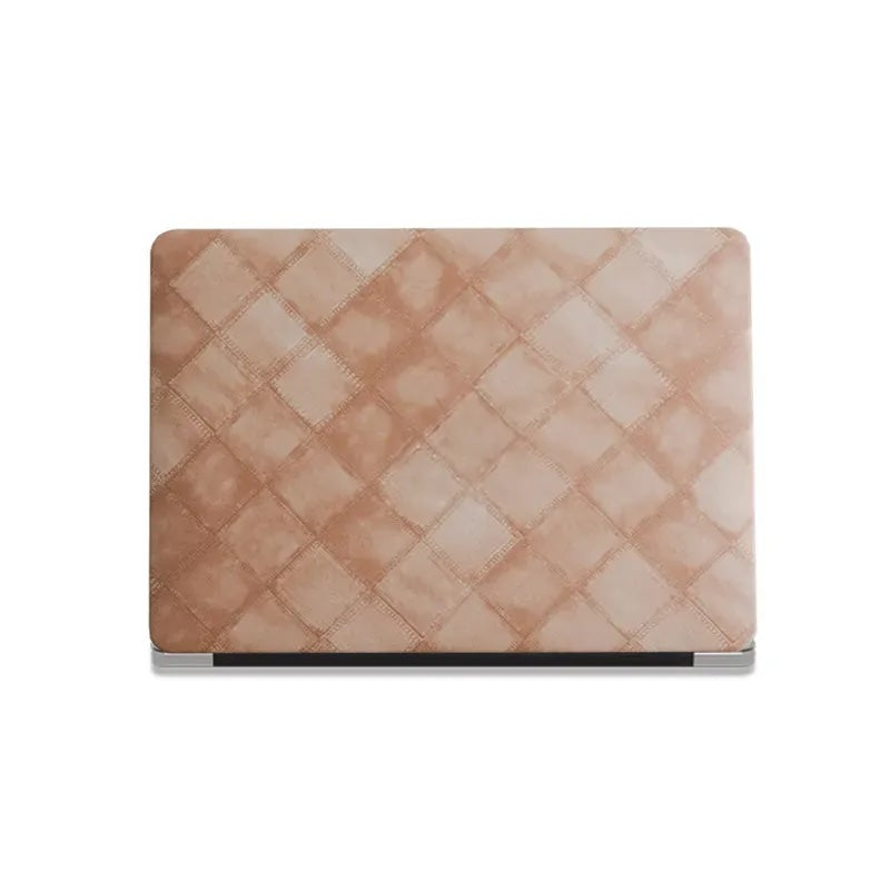 Light Brown Fabric Brown Plaid Denim Macbook Case