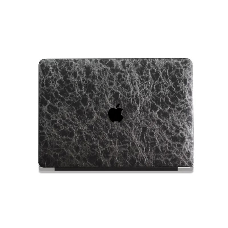 Black Grey Rock Texture Leather Macbook Case