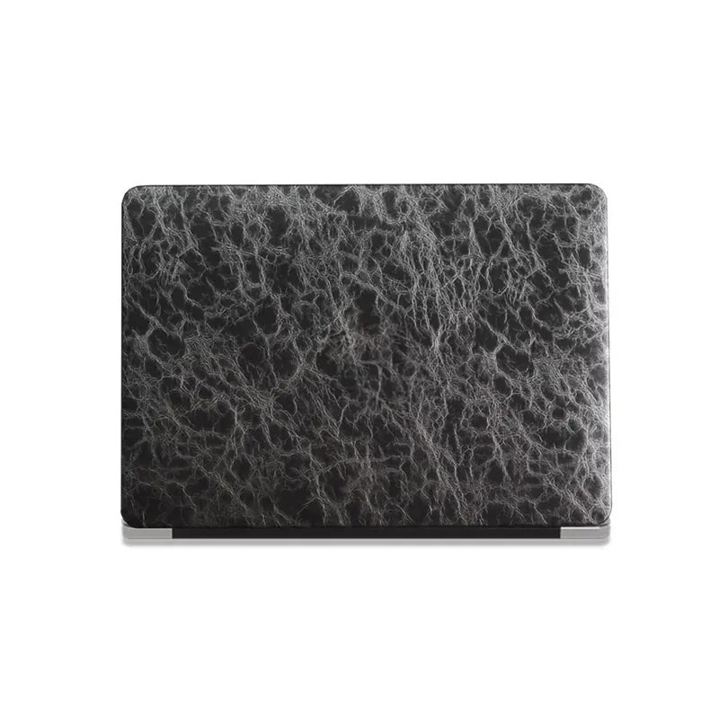 Black Grey Rock Texture Leather Macbook Case