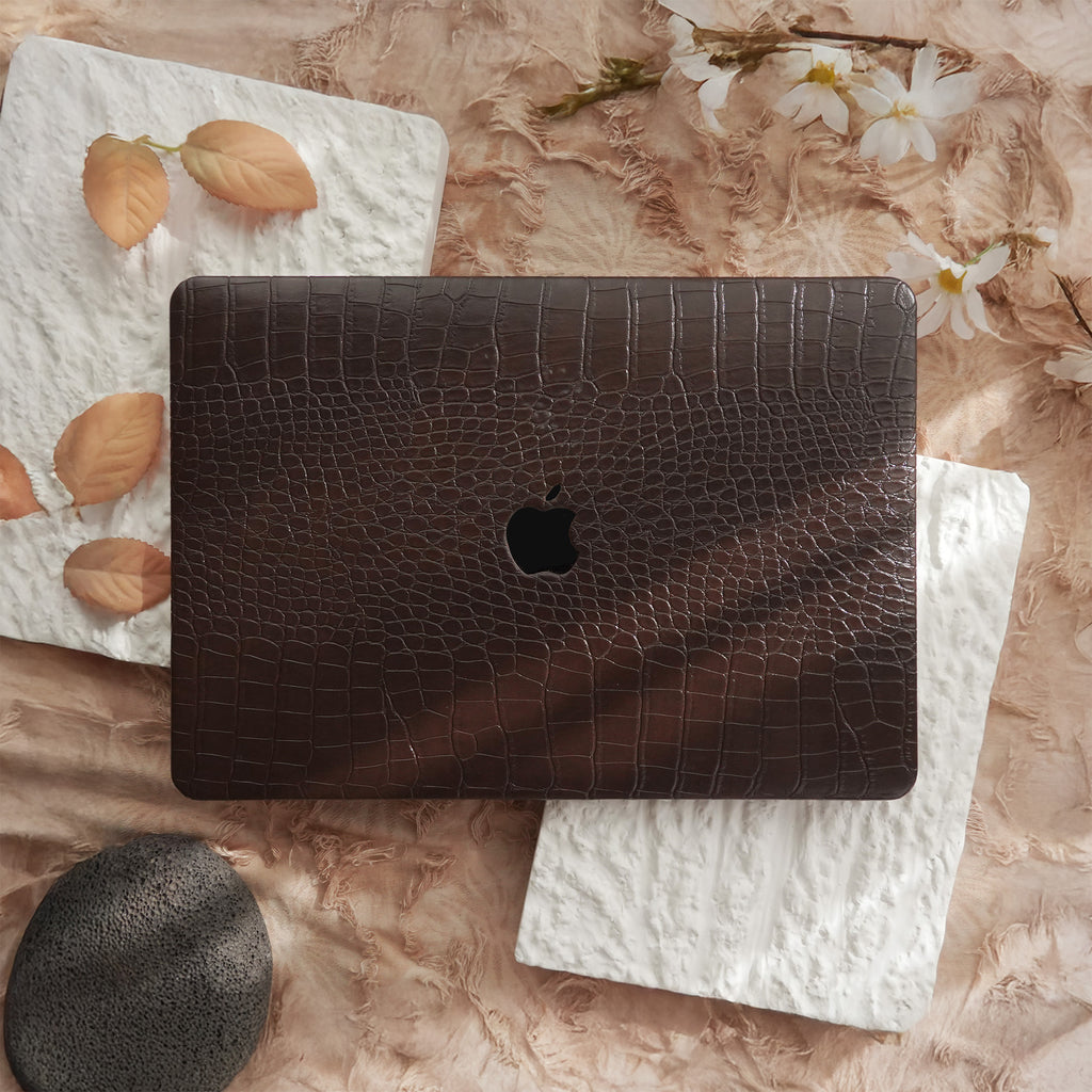 Leather Series ♾ Dark Brown Crocodile Leather MacBook Case