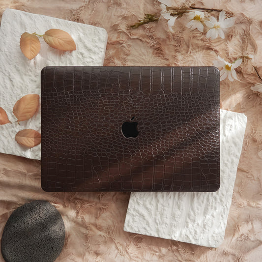 Leather Series ♾ Dark Brown Crocodile Leather MacBook Case