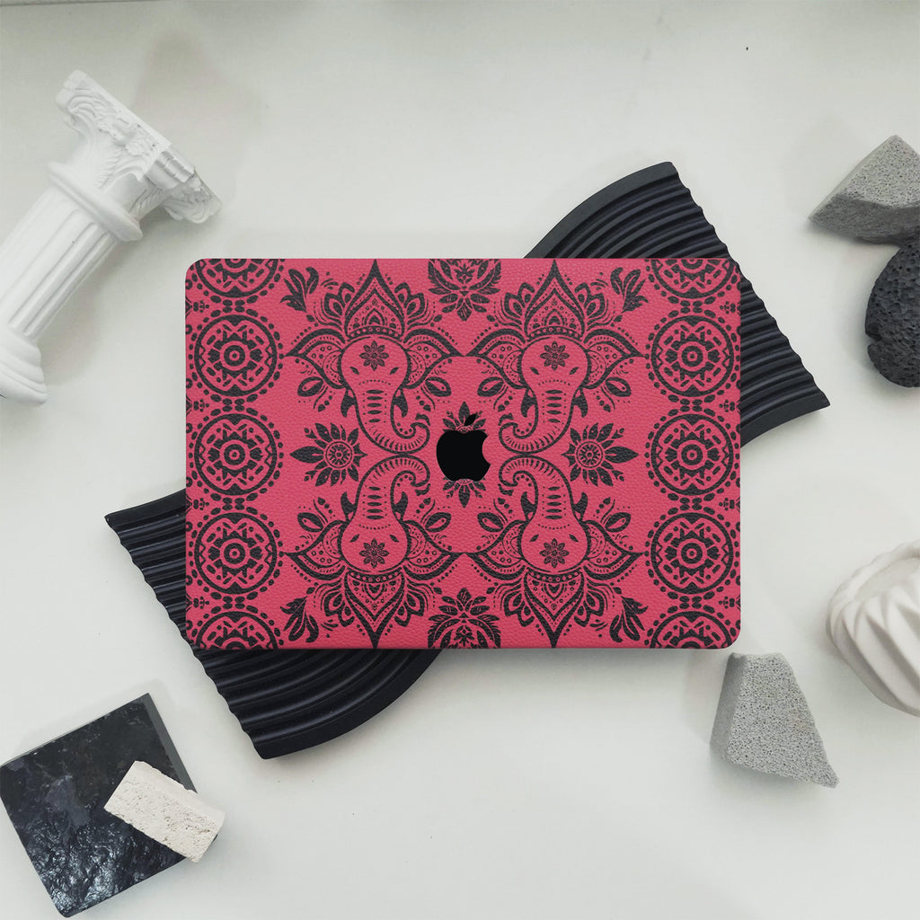 Lychee Texture Rose Pink Elephant Pattern ♾ Mac Case