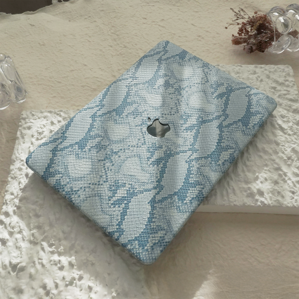 Leather Series ♾ Blue Snake Pattern Leather MacBook Case