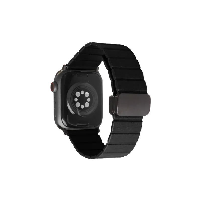 Wide Elegant Leather Venetian Blinds Magnetic Clasp Apple Watch Band