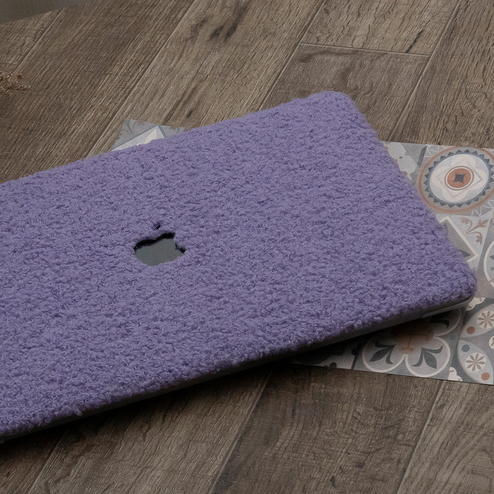 Teddy Fleece, Bellflower Purple Textured Leather Mac Case
