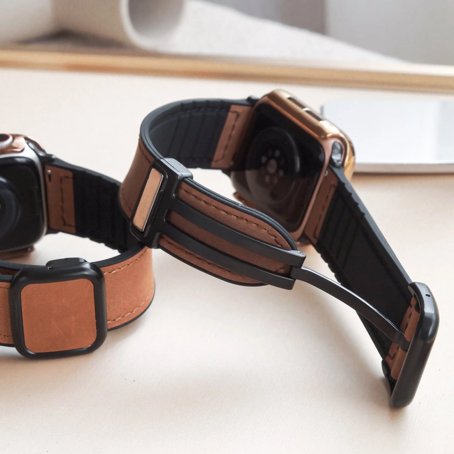 Leather Silicone Magnetic Buckle Apple Watch Band