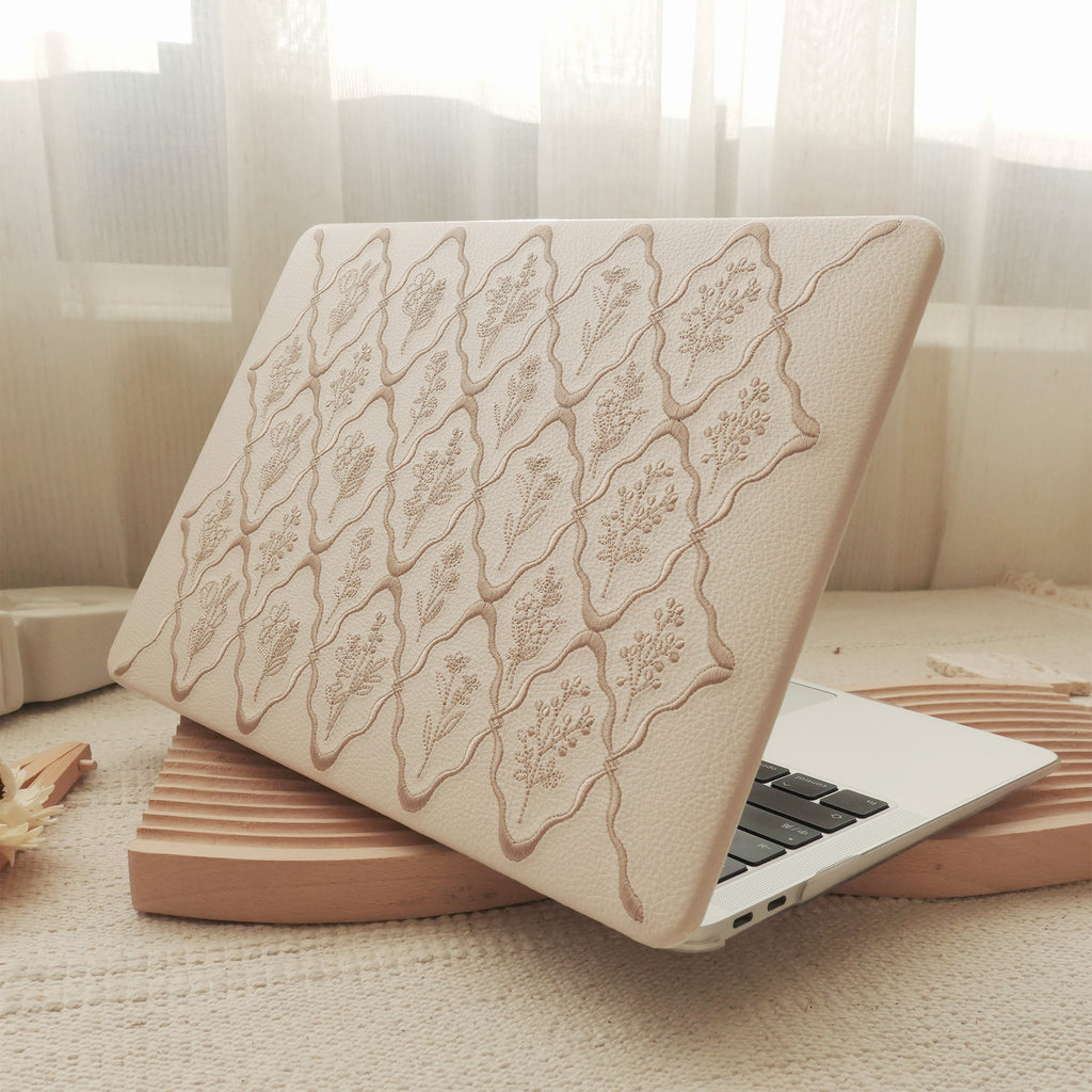 Embossed Flora Light Brown MacBook Case