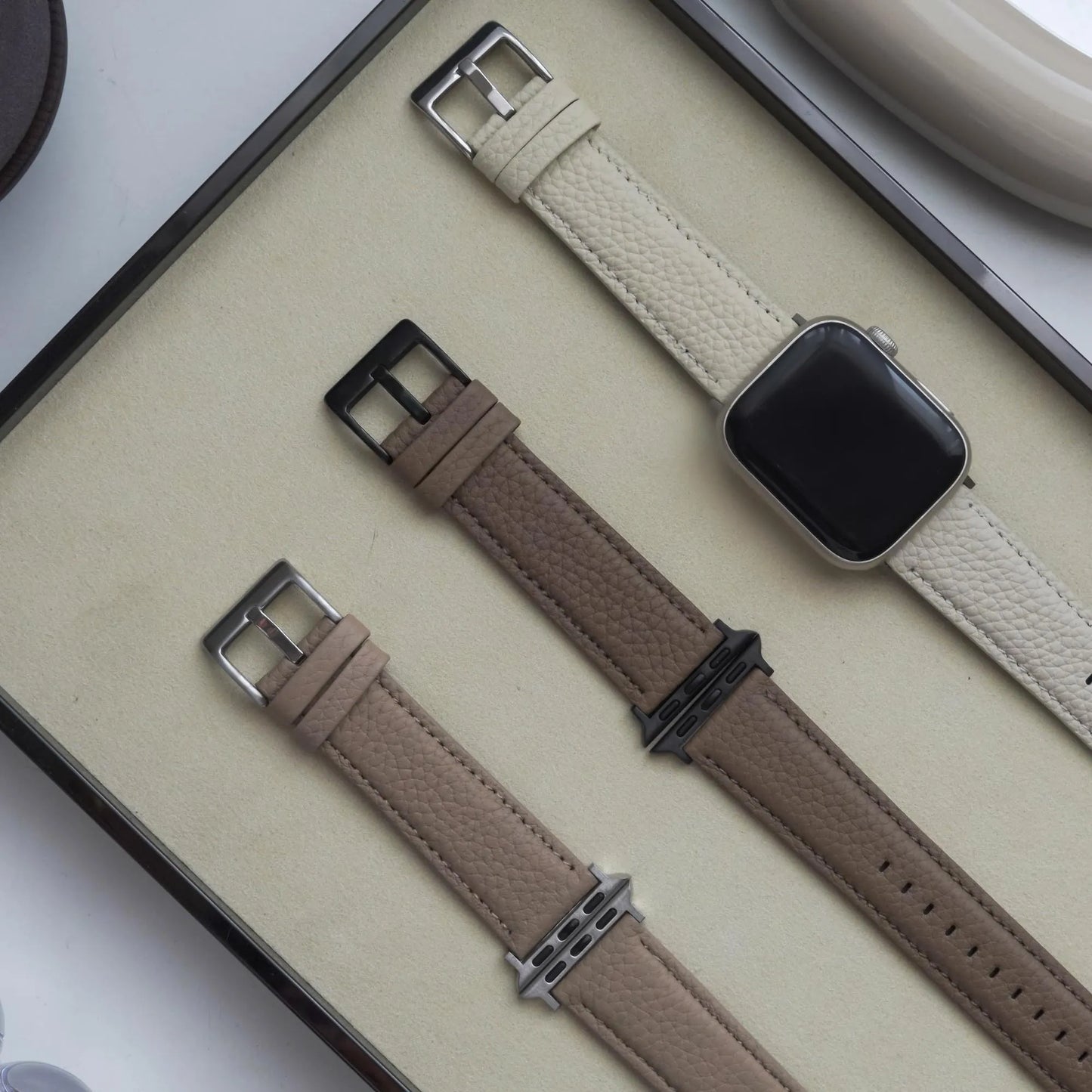 Lychee Grain Texture Leather Buckle Apple Watch Band