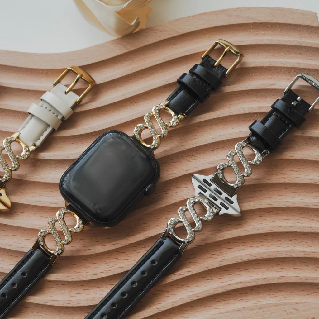 Double Spin Diamond-Encrusted Aesthetic Metal Apple Watch Band