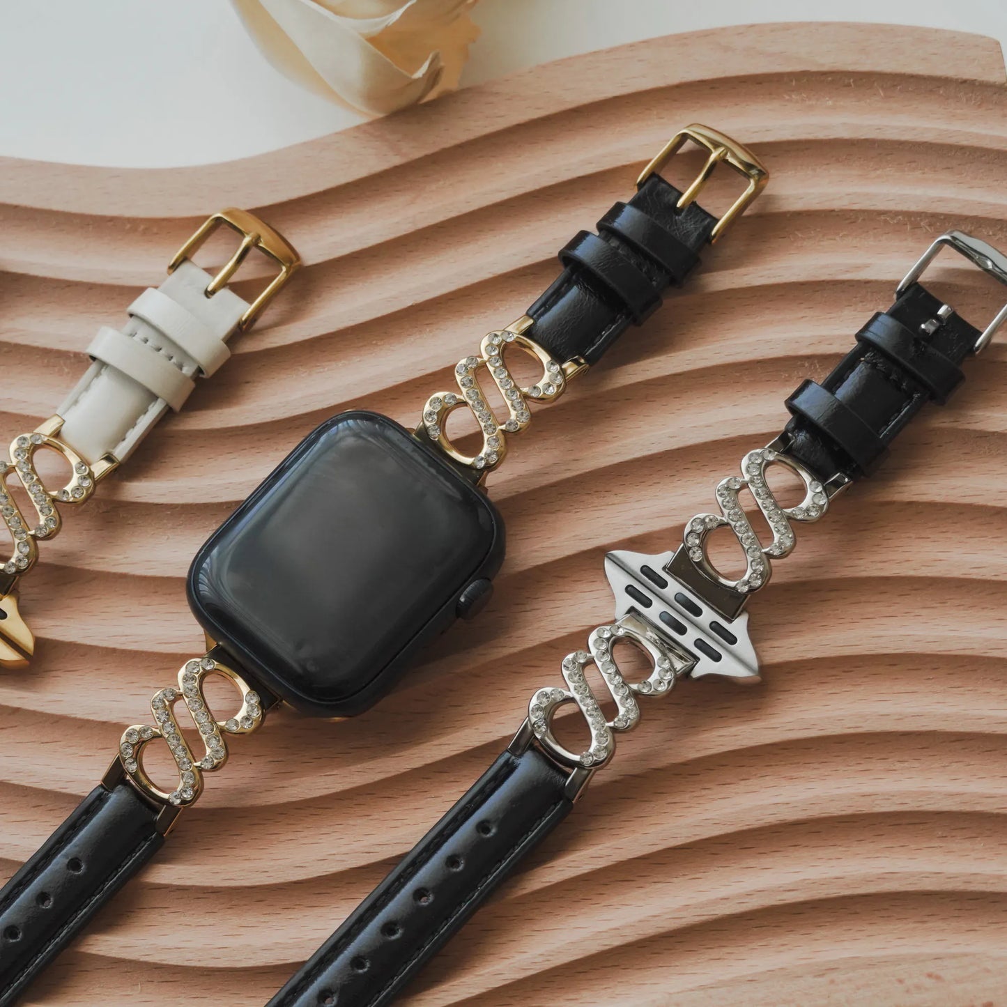 Double Spin Diamond-Encrusted Aesthetic Metal Apple Watch Band