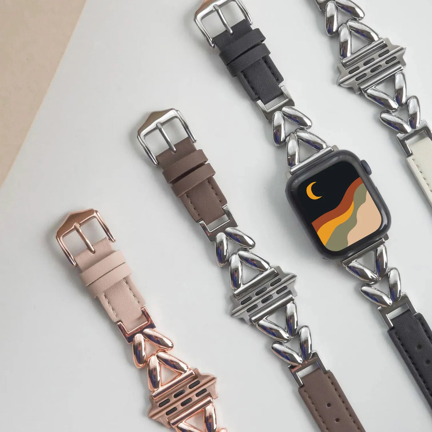 Heart-shaped Twisted Leather Mix Apple Watch Band