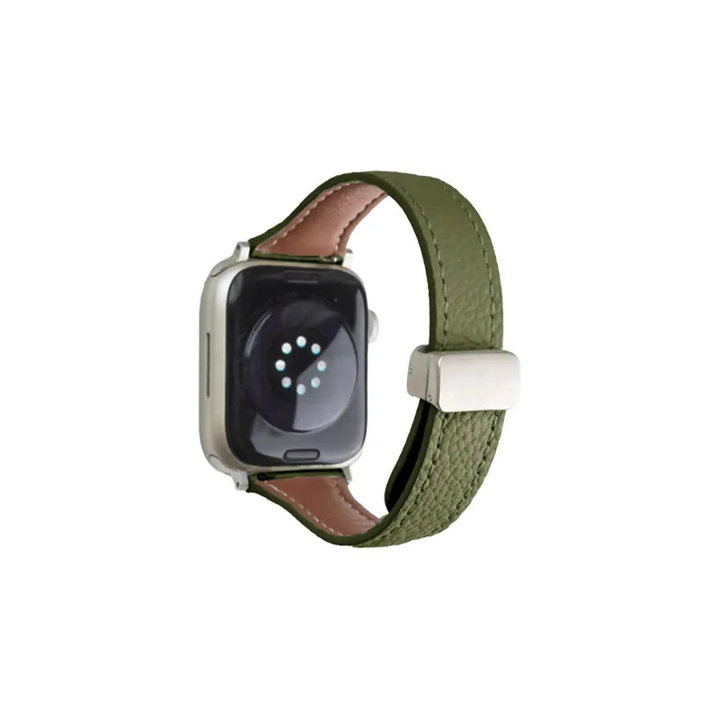 Slim Magnetic Lychee Texture Leather Apple Watch Band