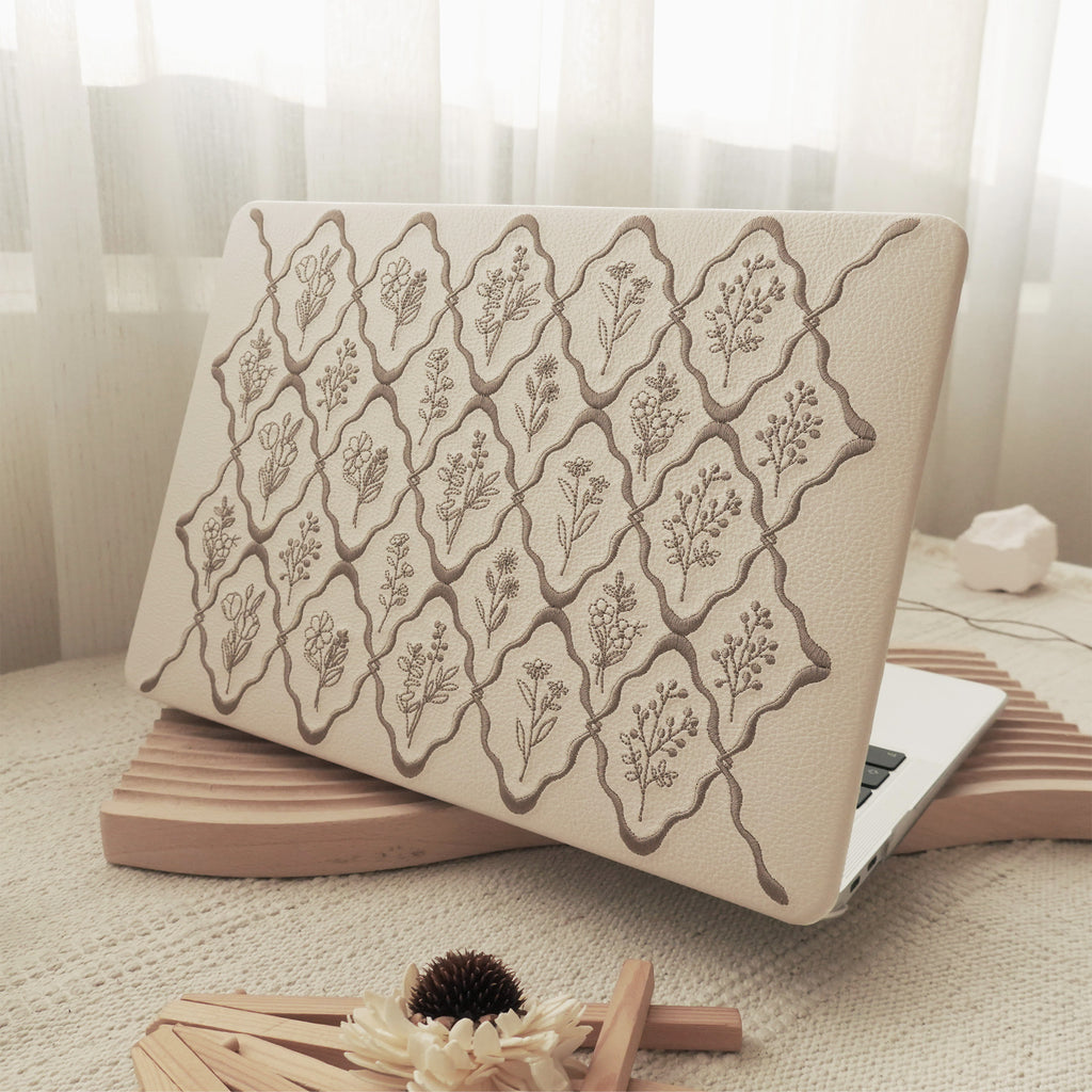 Embossed Flora Dark Brown MacBook Case