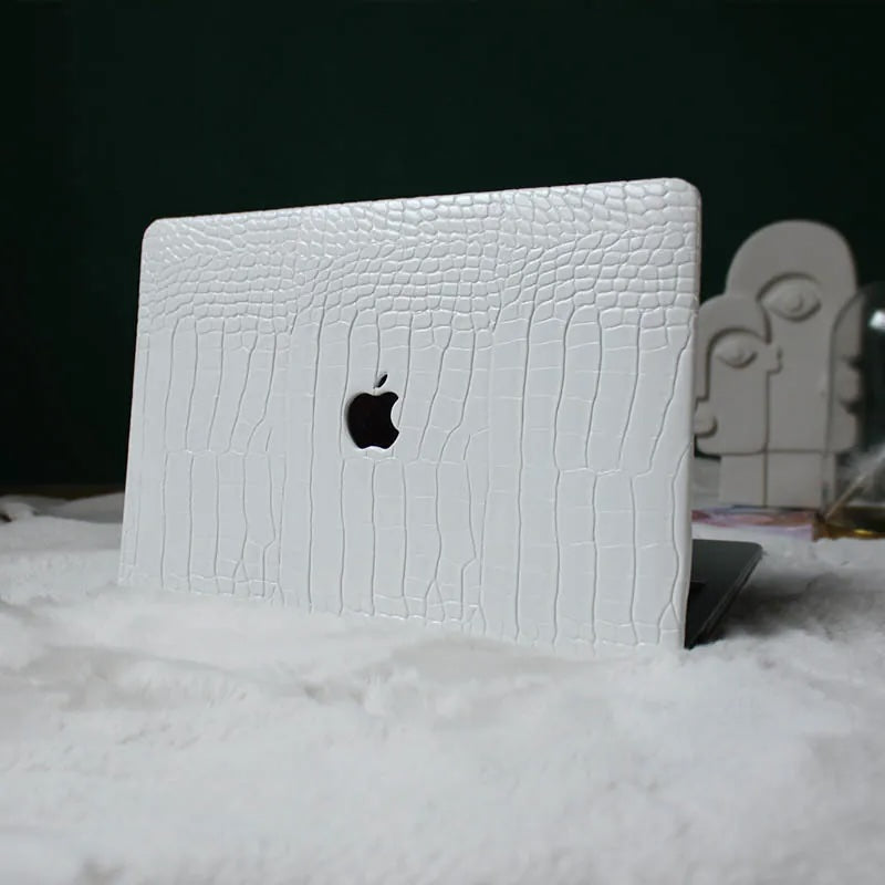 White Crocodile Leather Macbook Case