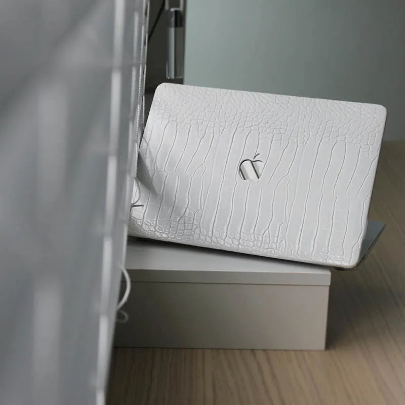 White Crocodile Leather Macbook Case